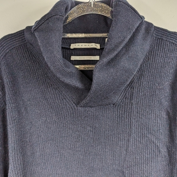 Trenery Merino/Cotton Blend Shawl Collar Knit Sweater Sz L - Picture 8 of 11